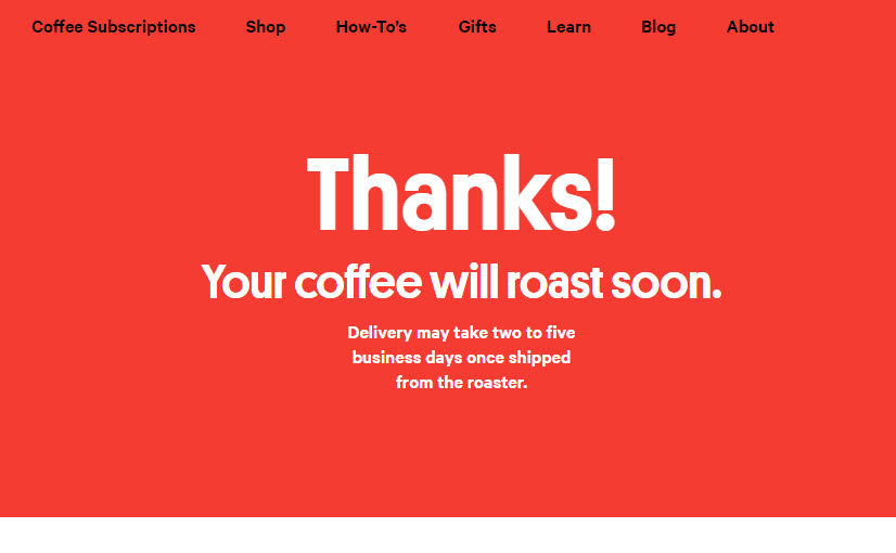 Trade Coffee Subscription Confirmation - Subscription Box Expert