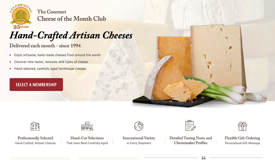 Gourmet Cheese Of The Month Club